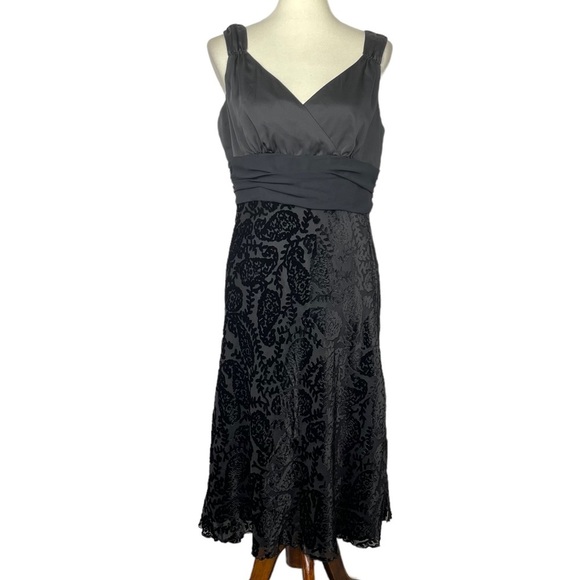Bandolino Dress Womens 10‎ Black Satin Velvet Alexandria Formal Dark Romantic - Picture 1 of 10
